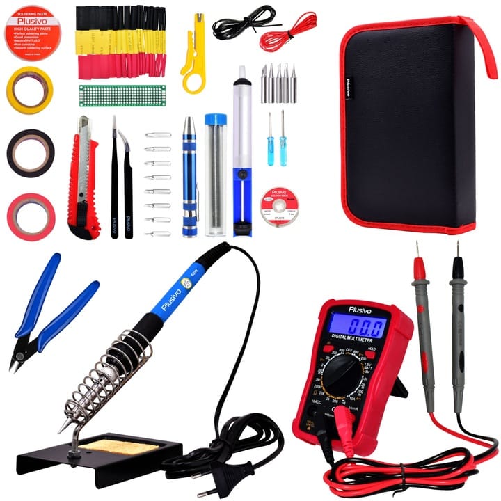 Letcon de 60W cu temperatura reglabila, Kit Plusivo pentru lipit