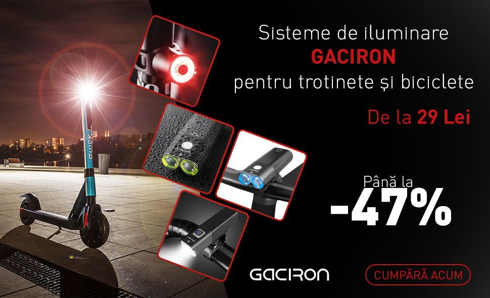 Sisteme de iluminare GACIRON pentru trotinete si biciclete