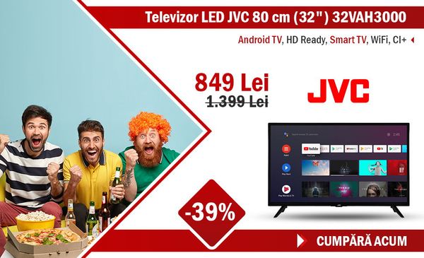 Nou! Reducere! Televizor LED JVC 80 cm (32"), Android TV, HD Ready, Smart TV, WiFi, CI+